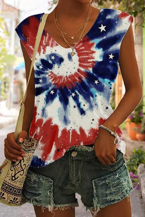 Women's Tie-dye Print Sleeveless Tank Top