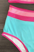 Mom And Me Blue & Pink Ribbed Stripe Bikini