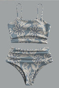 Women’s  Vintage Floral Print Suspender Bikini Set Swimsuit