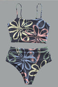 Women’s  Vintage Floral Print Suspender Bikini Set Swimsuit