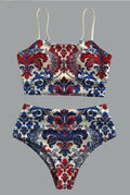 Women’s  Boho Print Suspender Bikini Set Swimsuit