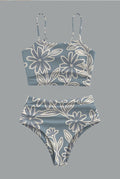 Women’s  Vintage Floral Print Suspender Bikini Set Swimsuit