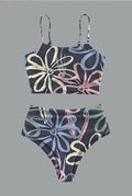 Women’s  Vintage Floral Print Suspender Bikini Set Swimsuit