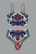 Women’s  Boho Print Suspender Bikini Set Swimsuit