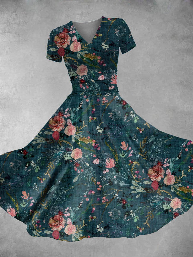 Women's Vintage Fable Floral Print Maxi Dress