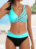 Women's Two-Piece Bikini Striped Bandeau Bathing Suits Sports Summer Swimwear